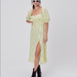 For Love & Lemons Chrysanthemum Midi Dress in Lemonade